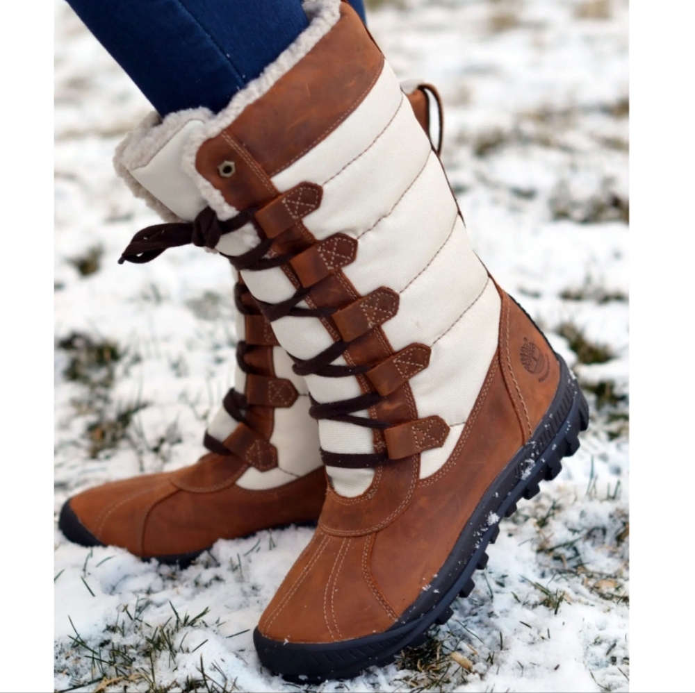 New Timberland Mt Hayes Wp Brown Full Grain Le Tall Boot Women Size 6.5